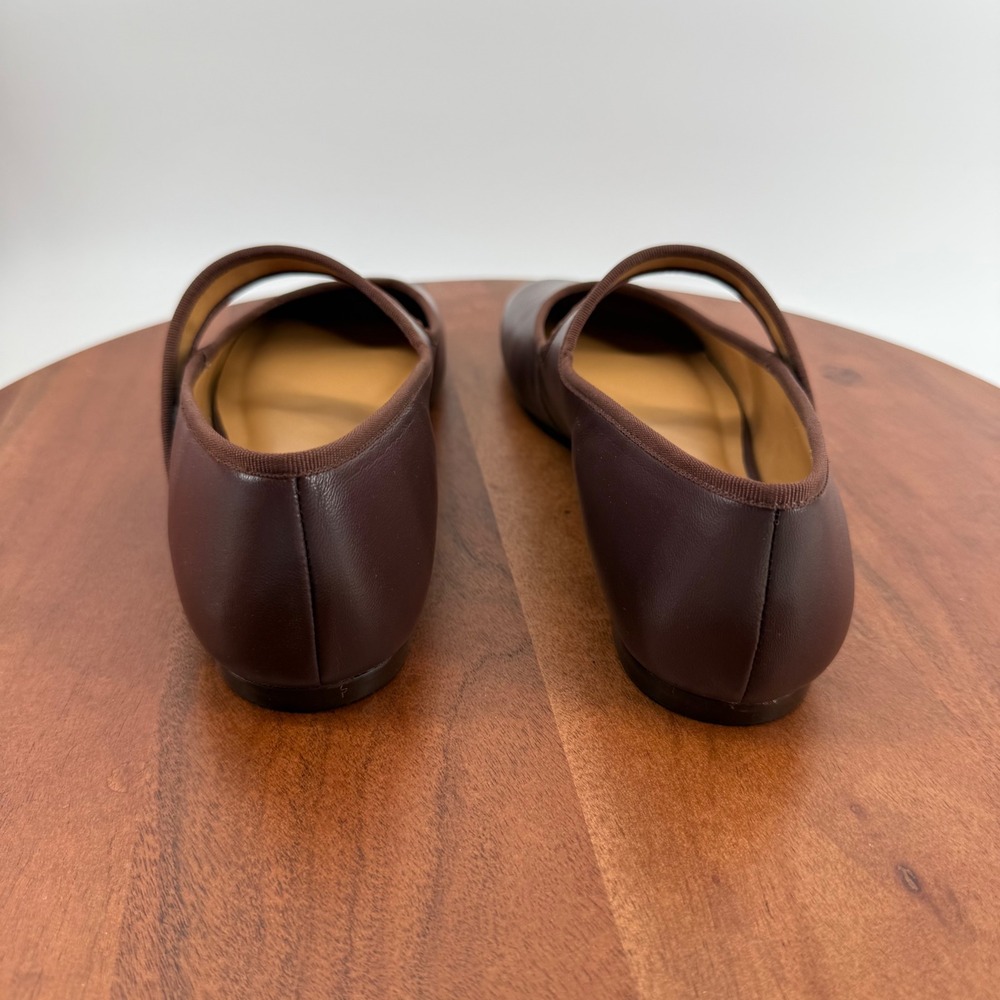 Maeve Square Toe Mary Jane Flats Brown Leather Anthropologie Brazil  Womens 8 - Picture 7 of 11